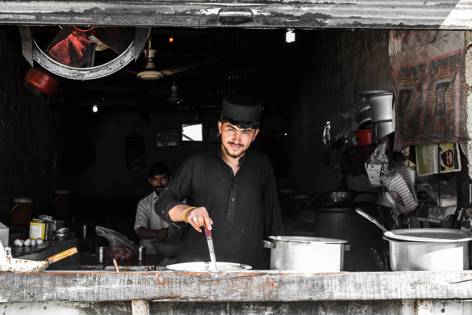 Industrial commercial kitchen in operation